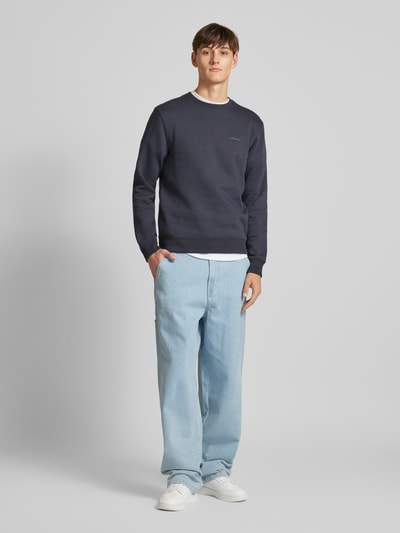 Blend Sweatshirt mit gerippten Abschlüssen Modell 'Downton' Marine 1