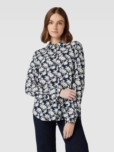 Marc O'Polo Overhemdblouse met all-over motief Marineblauw - 4