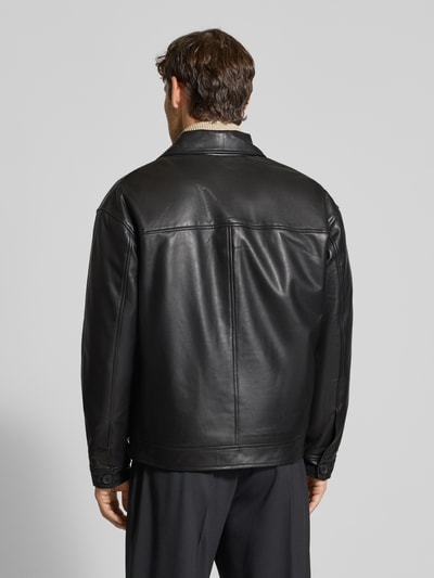 SELECTED HOMME Regular fit leren jack van fijn lamsleer, model 'LANCE' Zwart - 5