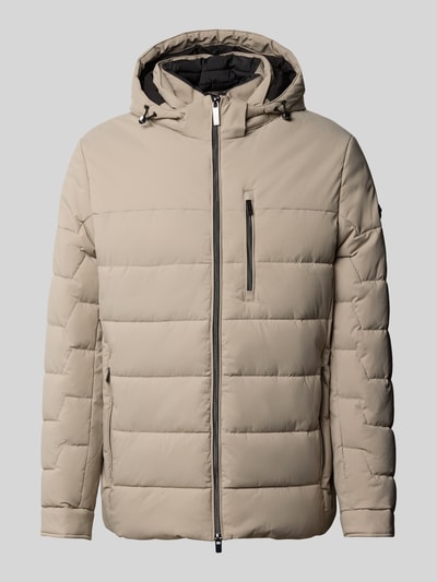 Produktfoto, gewatteerd jack met capuchon en tweewegritssluiting van bugatti in beige, ritszakken, regular fit, heren, ruglengte maat 50 75 cm, schouderbreedte 49 cm, borstwijdte 60 cm, mouwlengte 67 cm