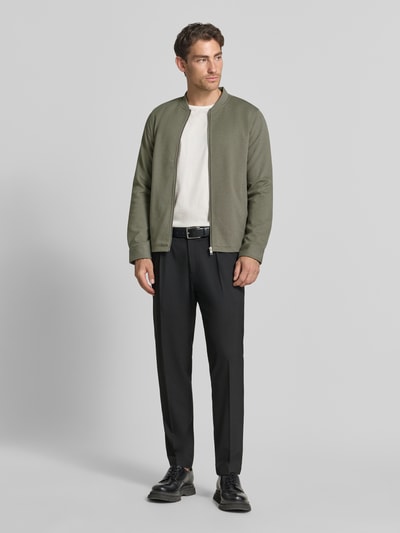 Lindbergh bluza rozpinana o kroju slim fit ze stójką Oliwkowy 1