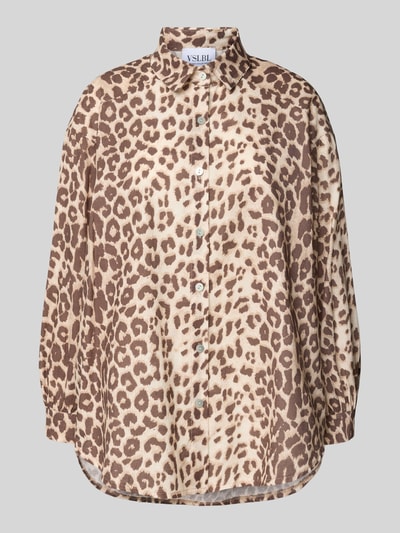 VILLA SOPHIE Relaxed fit overhemdblouse van een mix van katoen en linnen, model 'ROMI' Beige - 2