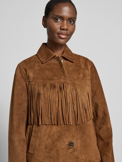 Jake*s Casual Lederjacke aus Ziegenvelours mit Fransen Hazel 3