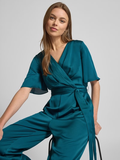 Christian Berg Cocktail Jumpsuit in Wickel-Optik Dunkelgruen Melange 3
