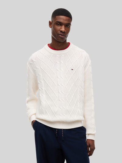 Tommy Jeans Regular Fit Pullover aus reiner Baumwolle mit Logo-Stitching Offwhite 4