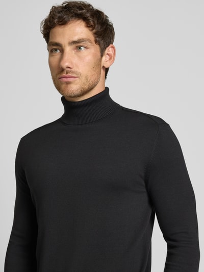 Tom Tailor Denim Regular Fit Rollkragenpullover aus reiner Baumwolle Black 3