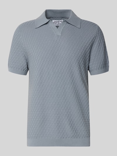 Produktfoto, Poloshirt mit Polokragen und V-Ausschnitt von JAKE*S STUDIO MEN, hellblau, reine Baumwolle, feine Struktur, Body Fit