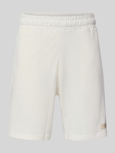 Produktfoto, Shorts mit Label-Detail und elastischem Bund Modell 'Arcos' von PEGADOR in Weiß, reine Baumwolle, Regular Fit, strukturierte Oberfläche
