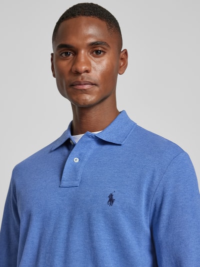 Polo Ralph Lauren Custom Slim Fit Poloshirt mit Label-Stitching Rauchblau 3