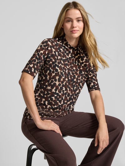 Betty Barclay T-shirt met opstaande kraag en 1/2-mouwen Donkerbruin - 3