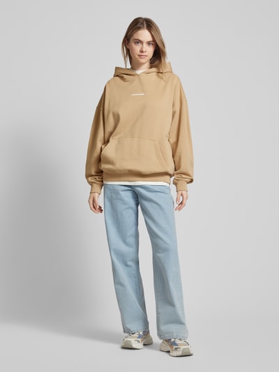 Pegador Oversized Hoodie mit Label-Print Sand 1