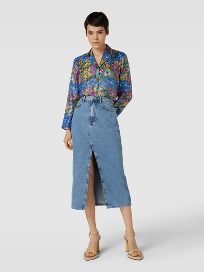 Max Mara Studio Zijden blouse met all-over bloemenprint, model 'CAMPALE' Koningsblauw - 1