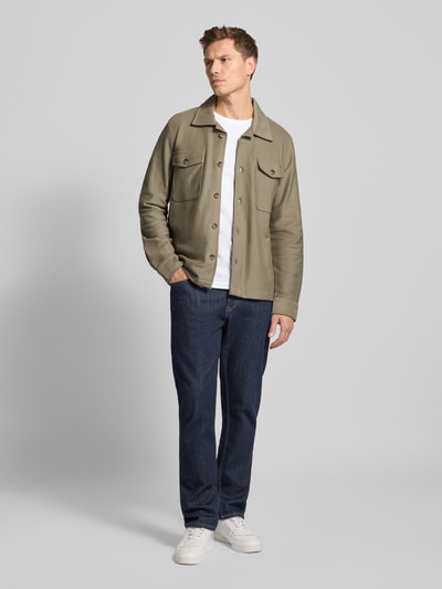 SELECTED HOMME Regular fit overhemdjack van puur biologisch katoen, model 'OLIVER' Olijfgroen - 1