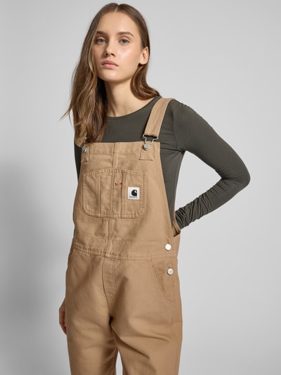 Carhartt Work In Progress Straight leg tuinbroek met labelpatch, model 'Bib' Zand - 3