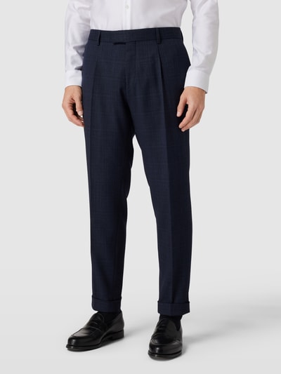 BOSS Pantalon met persplooien en achterzakken, model 'Louis' Marineblauw - 4