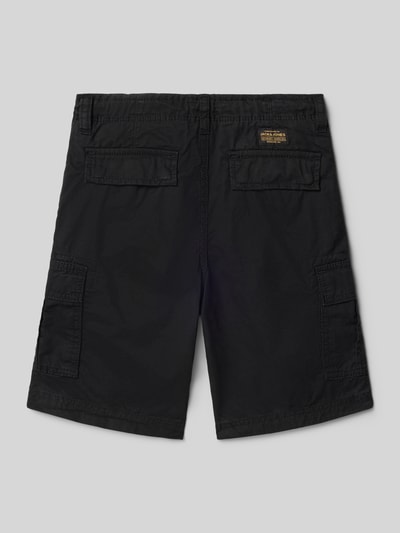 Productfoto, Regular Fit Shorts met logo-patch model 'Cole' van Jack & Jones, puur katoen, cargozakken, knoop- en ritssluiting, zwart