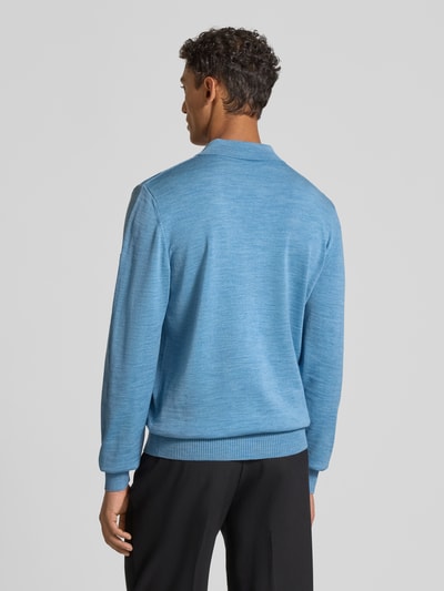 MAERZ Muenchen Strickpullover mit Polokragen und Knopfleiste Hellblau 5