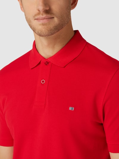 Christian Berg Men Poloshirt met labelstitching Rood - 3