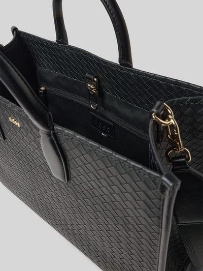 Produktfoto, Henkeltasche mit Label-Applikation Modell 'SANDY TOTE SQ' von BOSS in Optik: Unifarben, Strukturiert mit Karabinerverschluss, Hauptfach, Innenfach, Standfüße, Tragehenkel, abnehmbarem Schulterriemen, Form: Rechteckig, Materialverarbeitung: Kunstleder