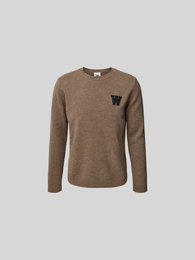 Wood Wood Sweter wełniany z imitacji dzianiny Orzechowy 2