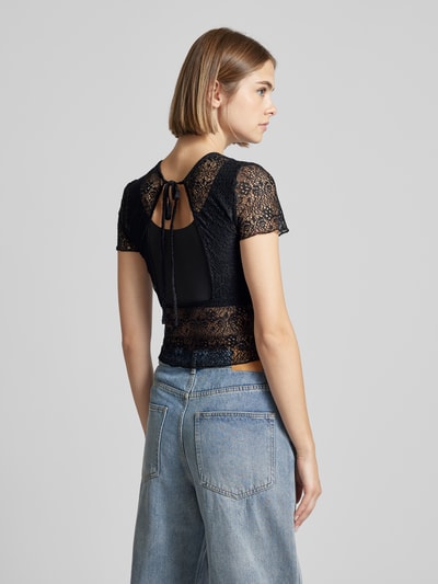 Only Slim fit top met subtiel motief, model 'SOME' Zwart - 5