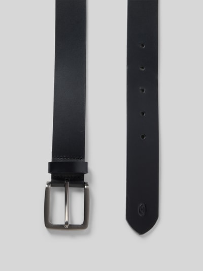 Produktfoto, Ledergürtel mit Dornschließe Modell 'Scott' von TOM TAILOR aus Echtleder in Schwarz, Dornschließe aus Metall, fixierte Gürtelschlaufe, Gürtelbreite: 3,5 cm
