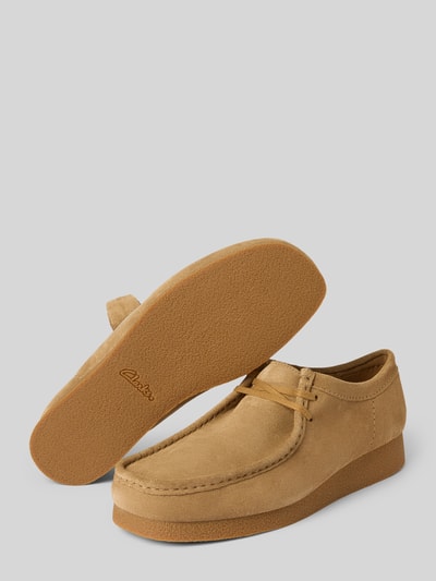Clarks Mocassins van leer met rubberzool, model 'Wallabee Evo' Zand - 4