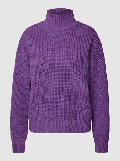 Jake*s Casual Strickpullover mit Stehkragen und überschnittenen Schultern Purple 2