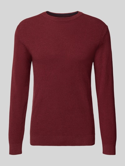 Tom Tailor Regular Fit Strickpullover aus reiner Baumwolle Bordeaux 2