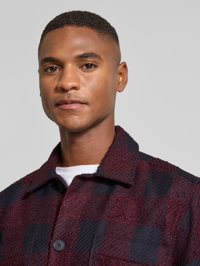 Strellson Regular fit vrijetijdsoverhemd met structuurmotief, model 'NORIN'  Aubergine - 3