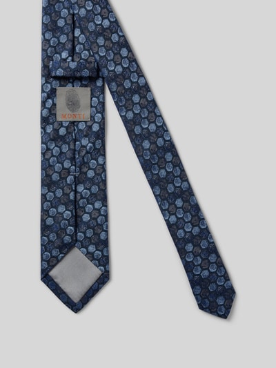 Monti Seidenkrawatte mit Allover-Muster (7 cm) Dunkelbraun 2