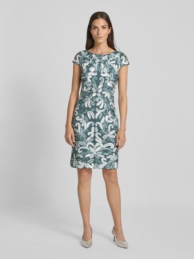 Christian Berg Cocktail Knielanges Cocktailkleid mit Allover-Stitchings Schilf 1