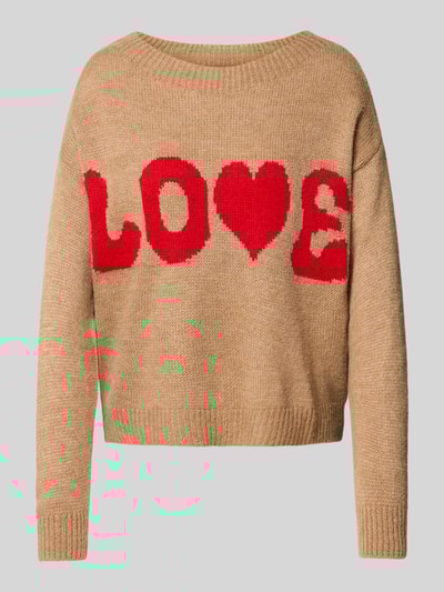 ZABAIONE Sweter z dzianiny z dekoltem w łódkę Szarobrązowy 2