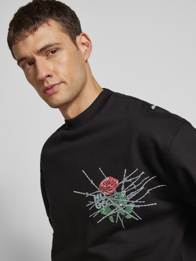 HUGO Sweatshirt mit gerippten Abschlüssen Modell 'Derumkek' Black 3