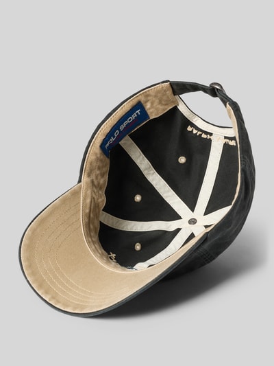 Produktfoto, Cap aus reiner bawełny von Polo Ralph Lauren, czarna corona, beżowy daszek, widoczne przeszycia i metka marki