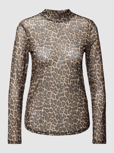 Christian Berg Woman Longsleeve aus Mesh mit Animal-Muster Black 1