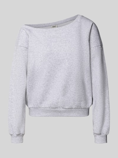 Produktfoto, hellgraues Loose Fit Sweatshirt aus Baumwoll-Mix Modell 'RHINA' von ONLY, glatte Textur, Damen Sweatshirt von ONLY.