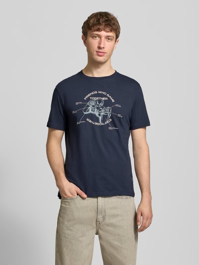 Blend Regular Fit T-Shirt mit Motiv-Print Modell 'Klements' Marine 4