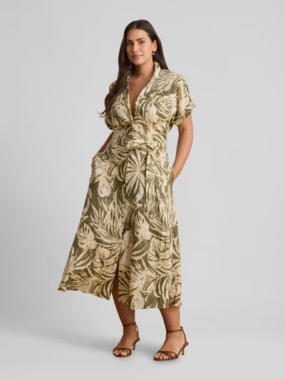 Lauren Ralph Lauren Jurk van puur linnen met strikceintuur Kaki - 6