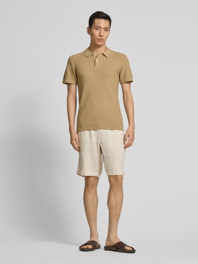 Blend Regular Fit Poloshirt mit gerippten Abschlüssen Modell 'AIDEN' Beige 1