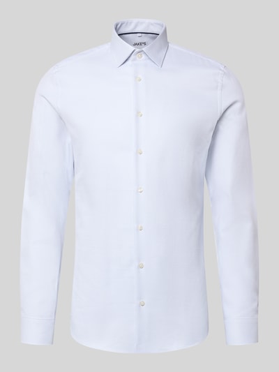 Jake*s Slim Fit Businesshemd mit Strukturoptik Silber 1