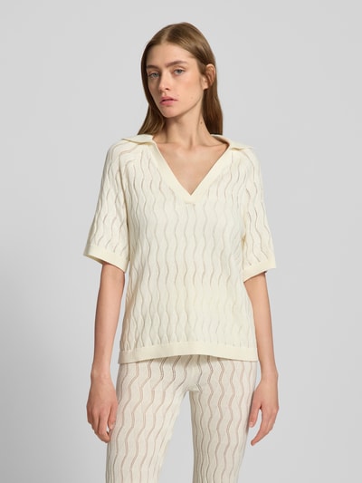 LeGer by Lena Gercke Strickshirt mit Umlegekragen und V-Ausschnitt Offwhite 4
