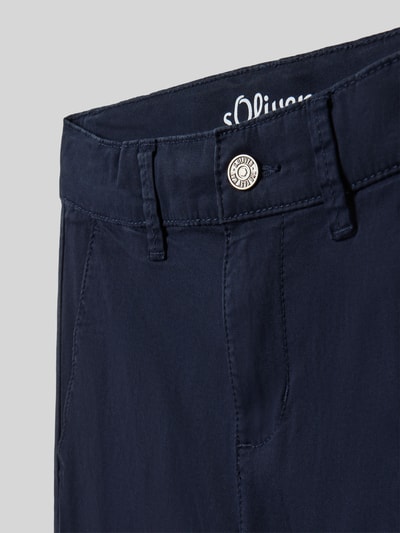 Produktfoto, granatowe spodnie Regular Fit Chino aus Baumwoll-Mix Modell 'PETE' von s.Oliver RED LABEL, prosty krój, gładka faktura