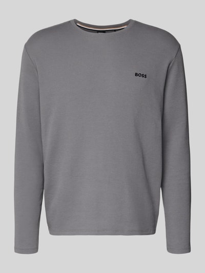 Produktfoto, Regular Fit Langarmshirt aus Baumwoll-Mix von BOSS in Grau, Optik: Unifarben, Muster: Waffelstruktur, Label-Stitching