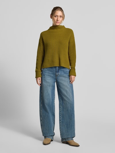 Selected Relaxed Fit Pullover aus Baumwoll-Mix Modell 'SELMA' Oliv 1