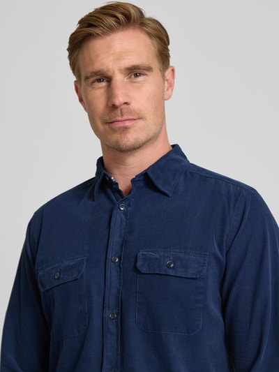 OLYMP Level Five Regular fit ribcordoverhemd met kentkraag Marineblauw - 3