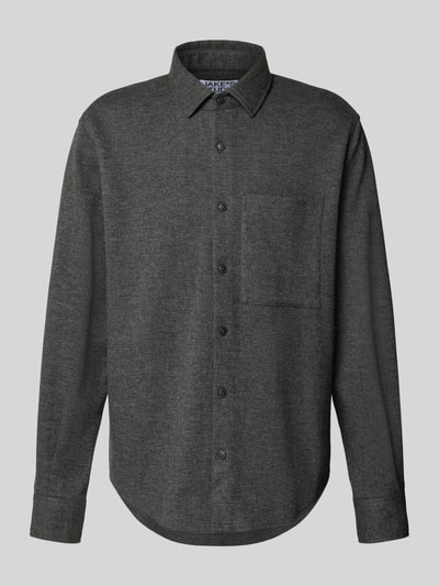 JAKE*S STUDIO MEN Regular fit vrijetijdsoverhemd met borstzak Donkergrijs gemêleerd - 2
