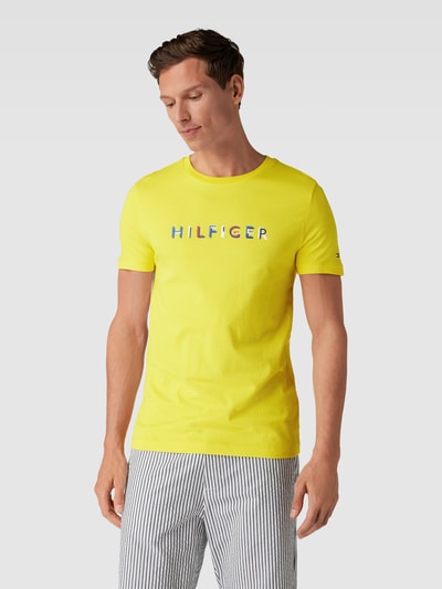 Tommy Hilfiger T-shirt met labelprint Geel - 4