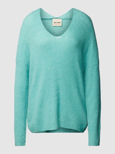 MOS MOSH Oversized gebreide pullover met V-hals, model 'THORA' Mintgroen - 2