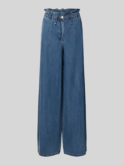 Produktfoto, Hose aus Lyocell mit Tunnelzug Modell 'REESE' von SUNCOO PARIS, blau, Wide Leg, glatte Struktur, lockere Passform